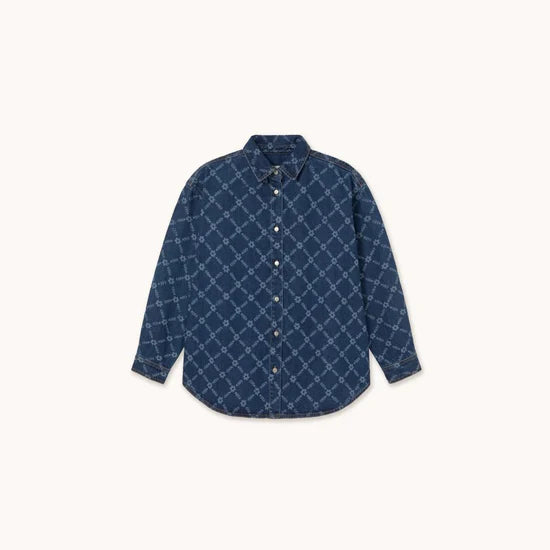 Flowers Grid Denim Shirt