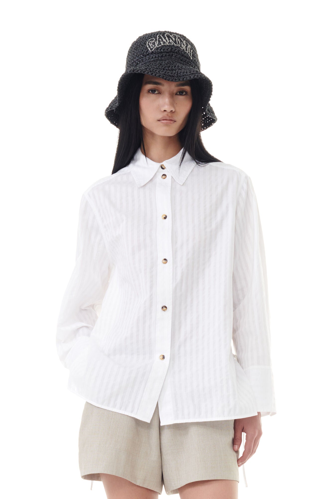 Tonal Stripe Oversized Shirt