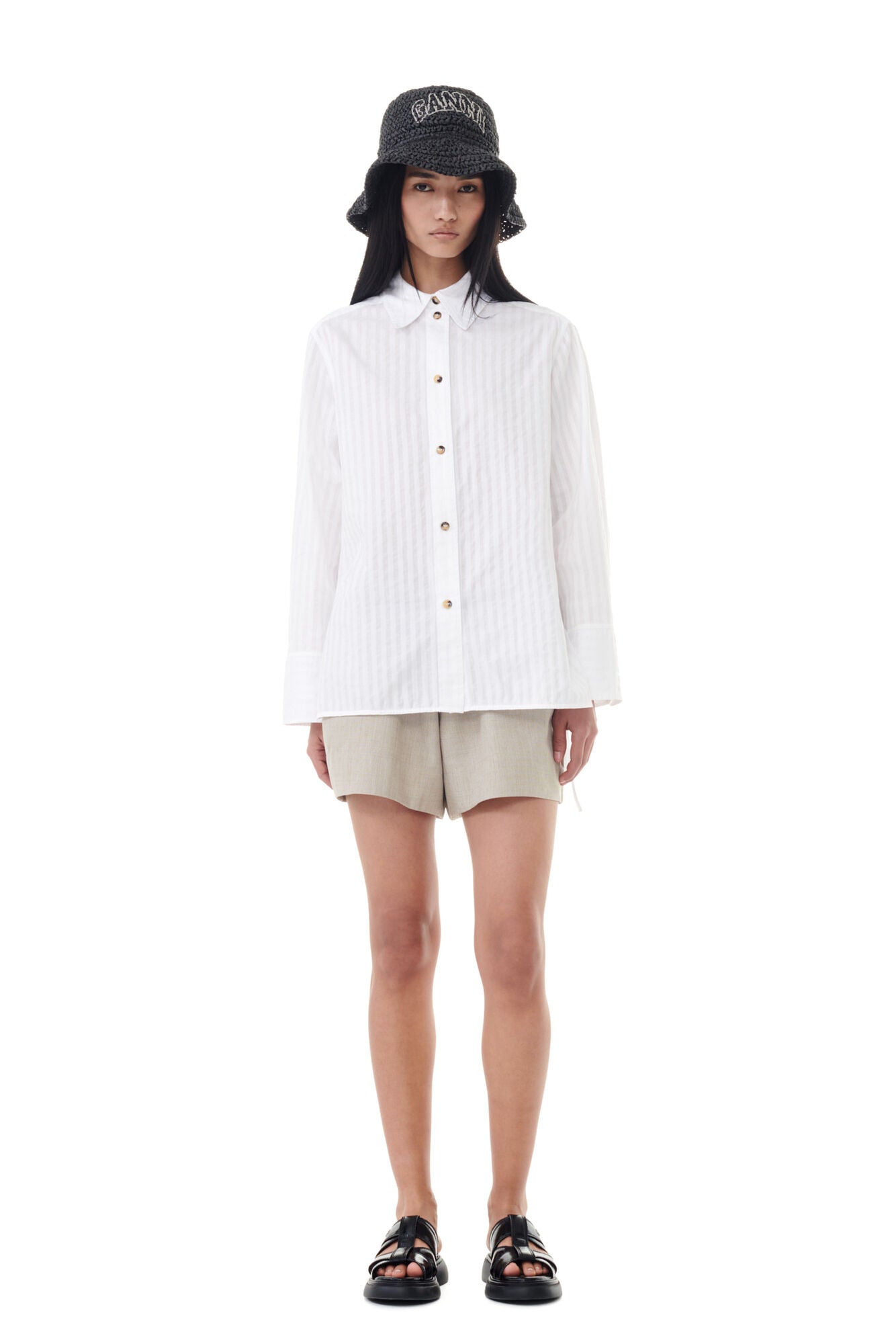 Tonal Stripe Oversized Shirt