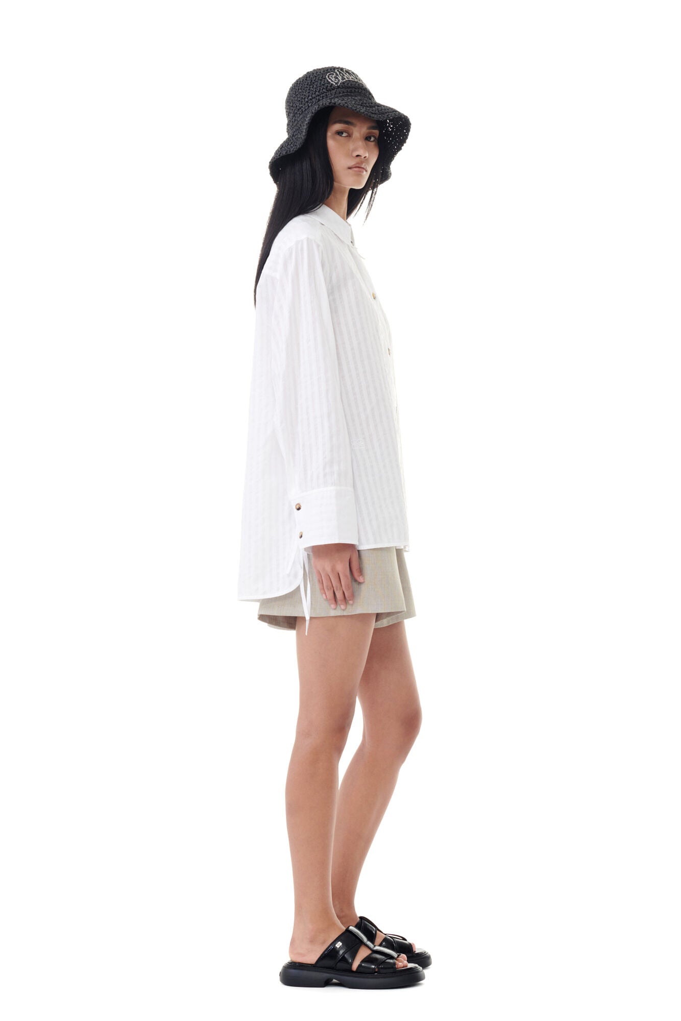Tonal Stripe Oversized Shirt