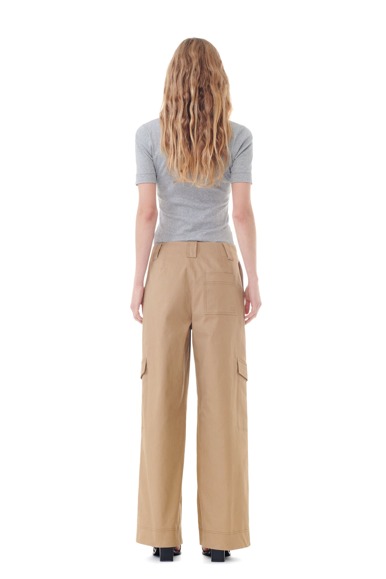 Herringbone Canvas Mid Waist Pants