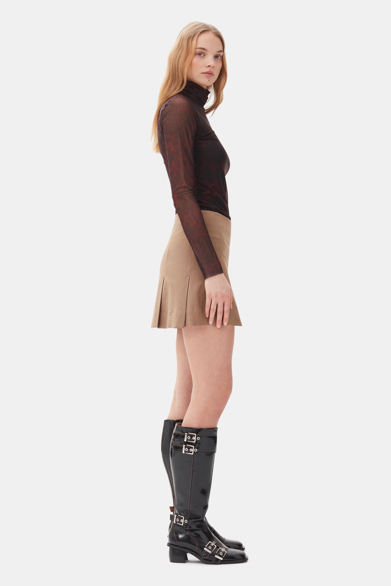 Printed Mesh Roll Neck