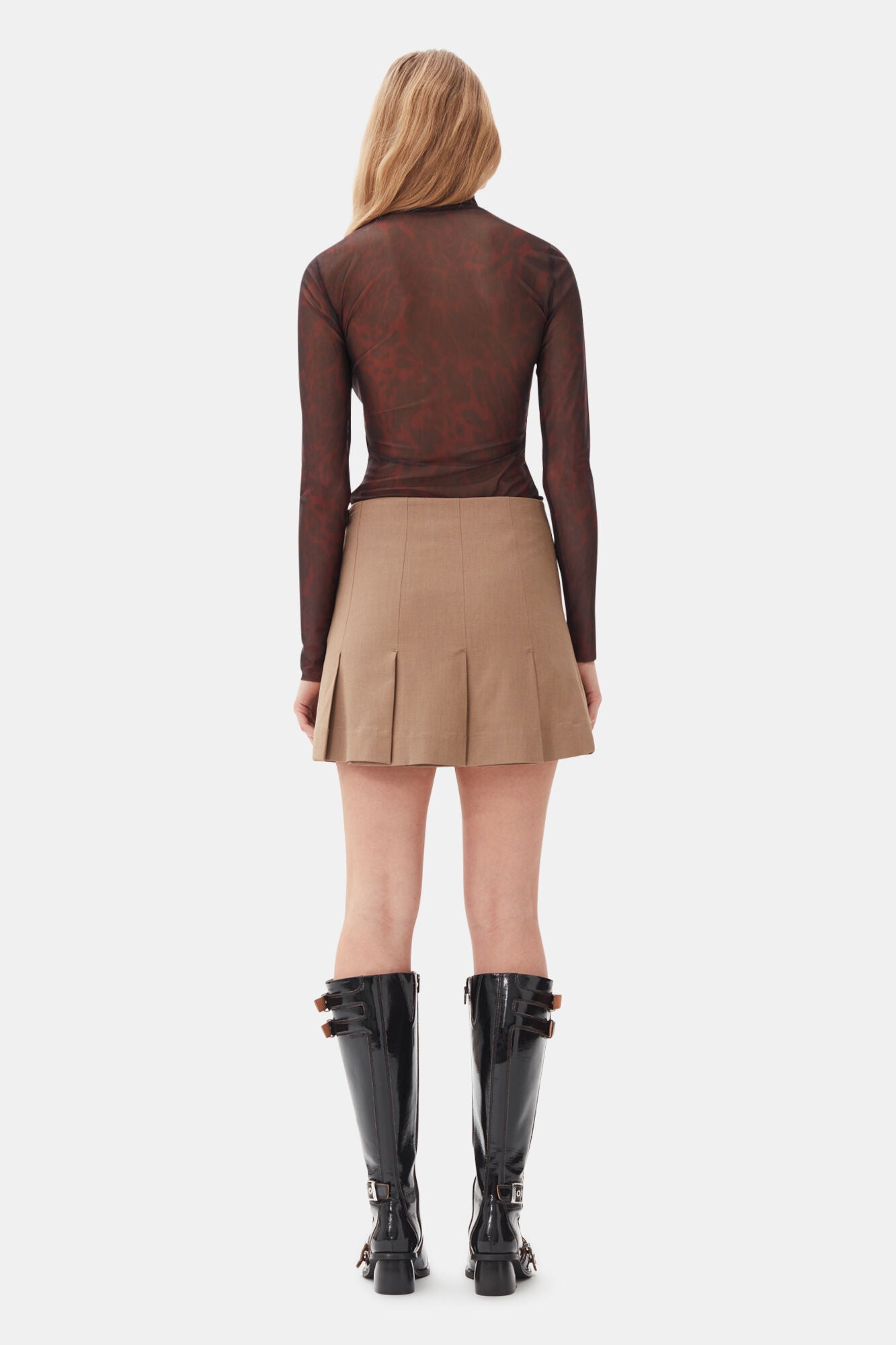 Printed Mesh Roll Neck