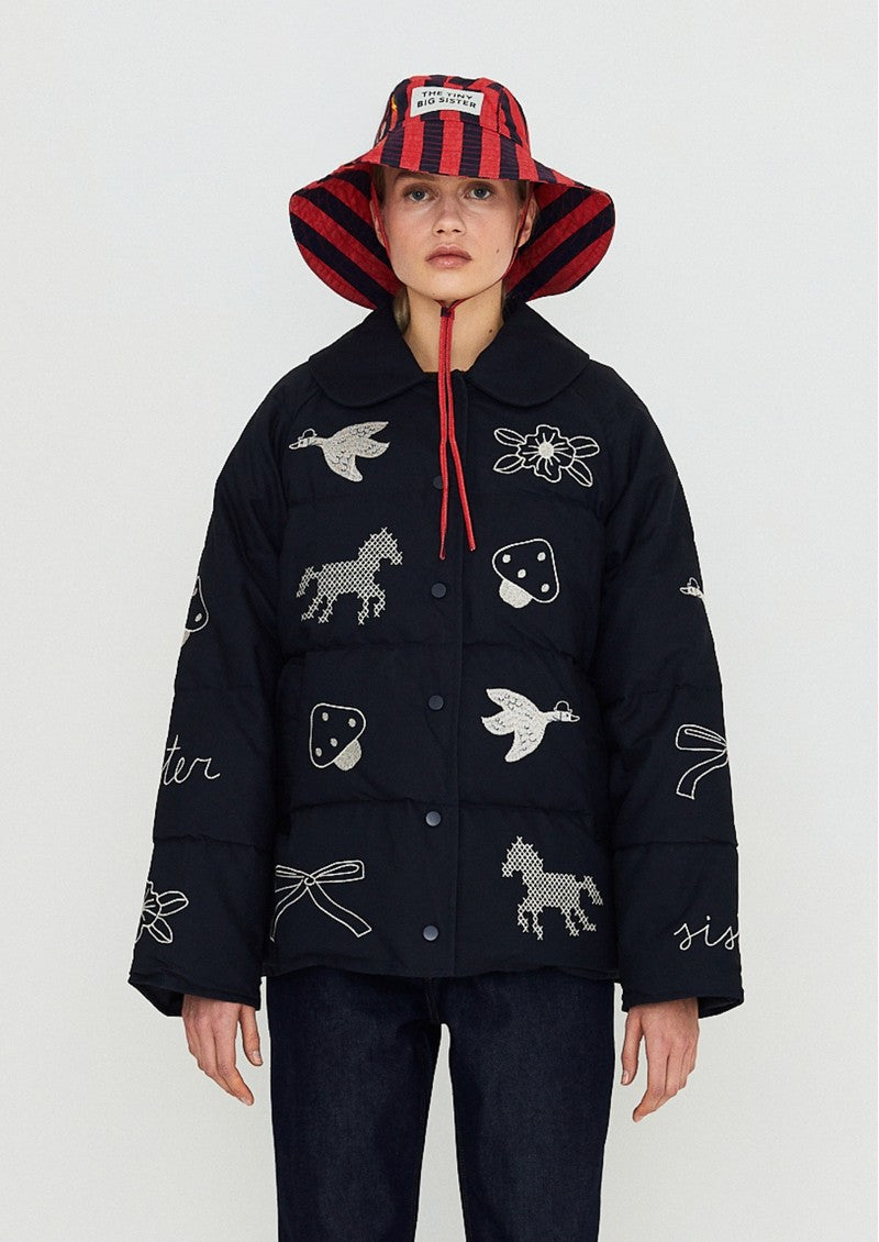 Embroidered Down Jacket