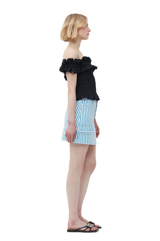 Cotton Poplin Off-shoulder Smock Top
