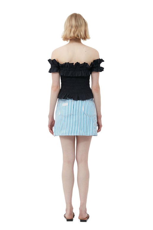 Cotton Poplin Off-shoulder Smock Top