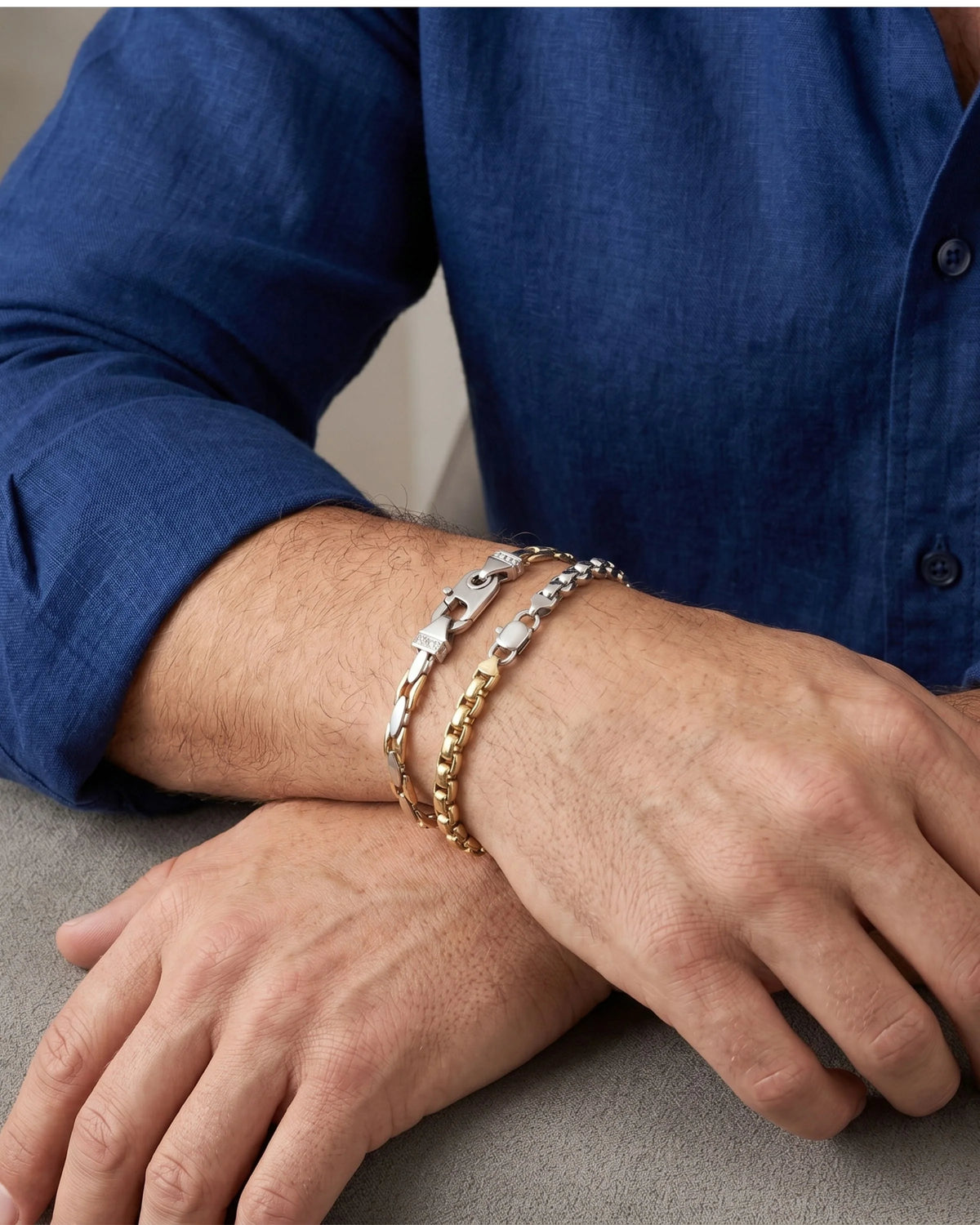 Two-tone Box Chain Bracelet