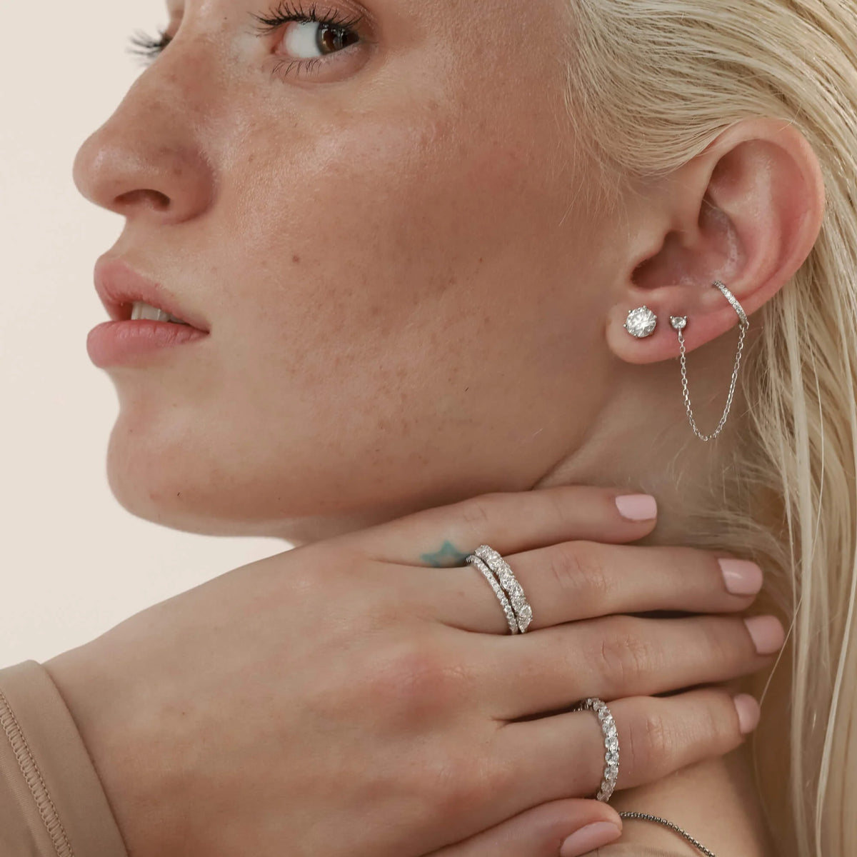 Ear Cuff With Chain Earring