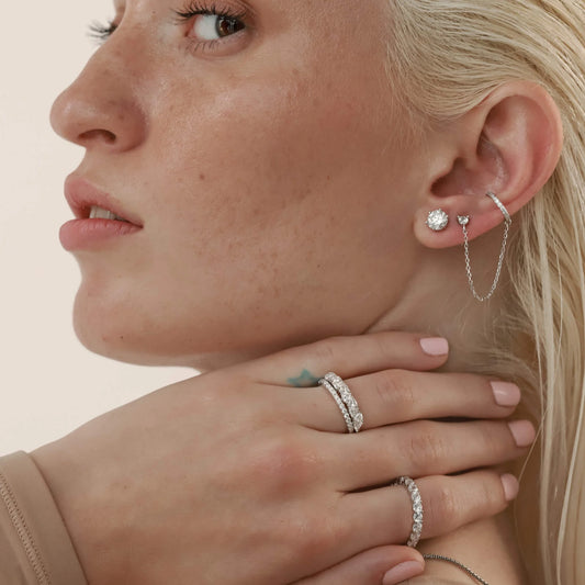Ear Cuff With Chain Earring