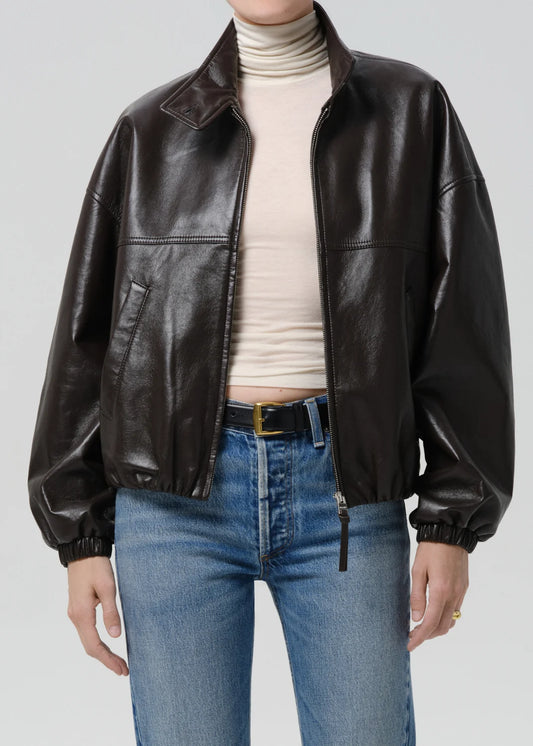 Barracuda Leather Bubble Jacket