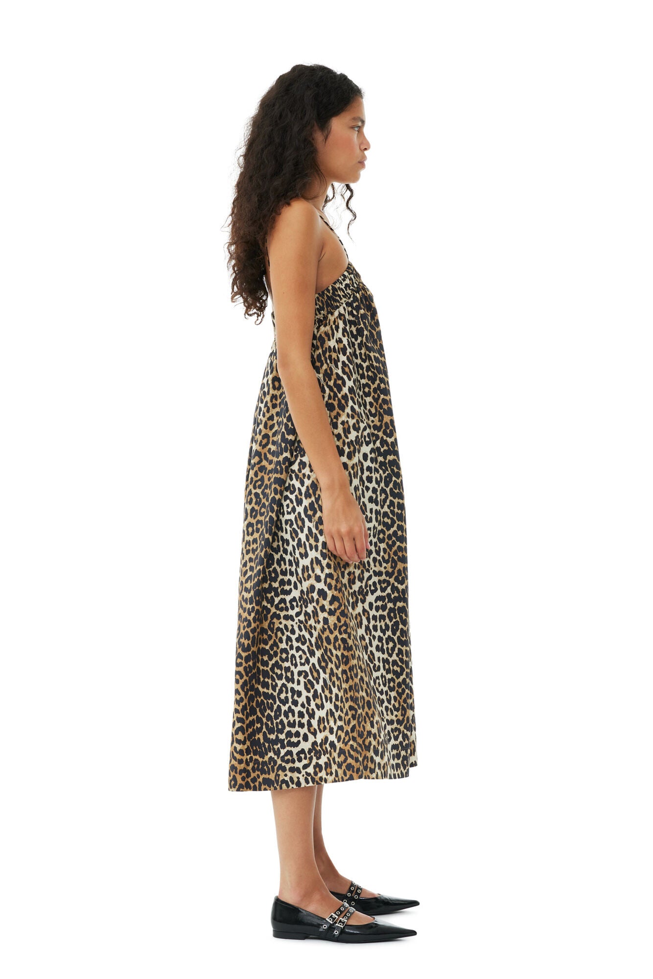 Printed Cotton Midi Strap Dress