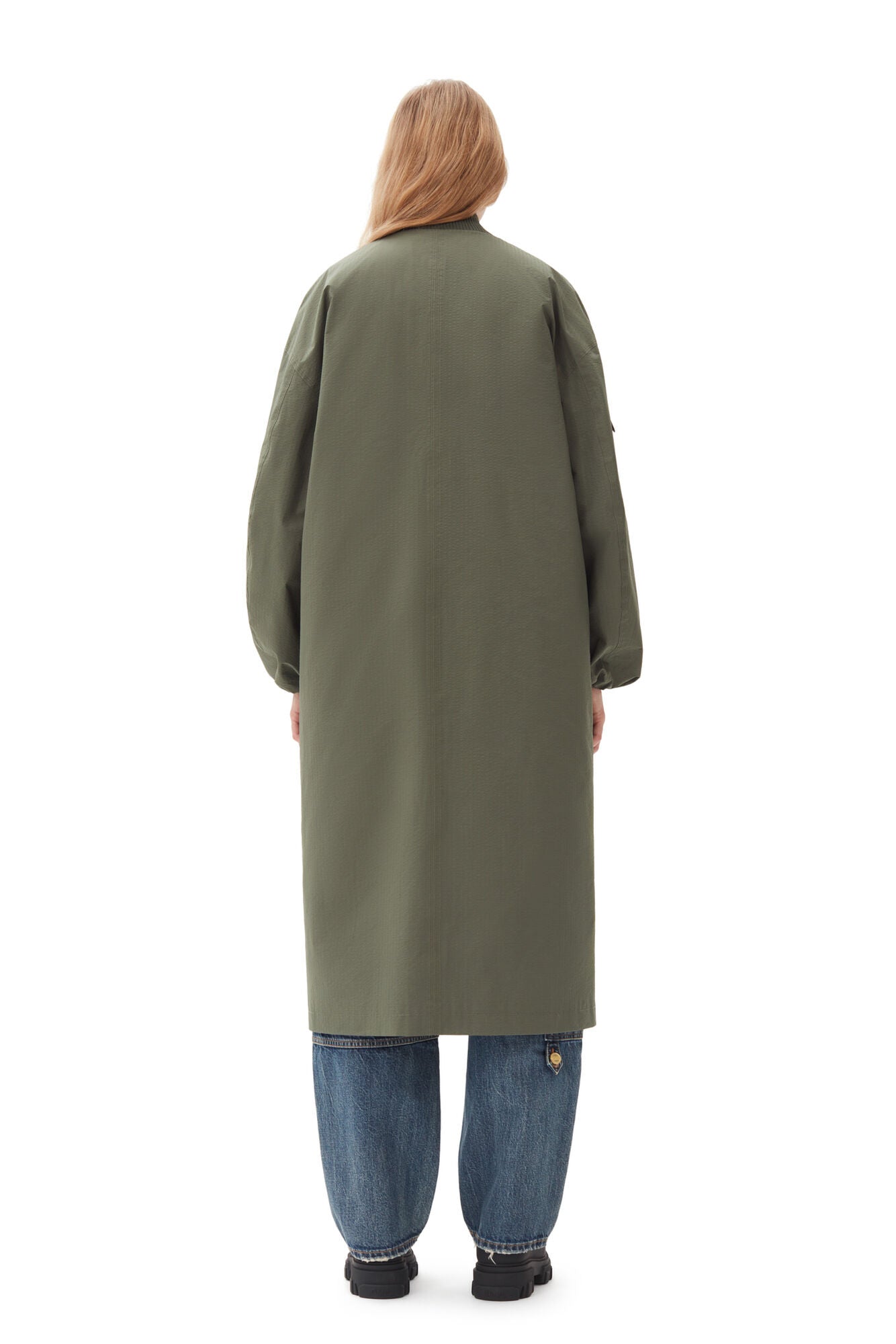 Tech Seersucker Oversized Shell Coat