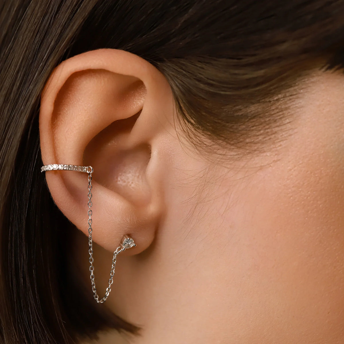 Ear Cuff With Chain Earring