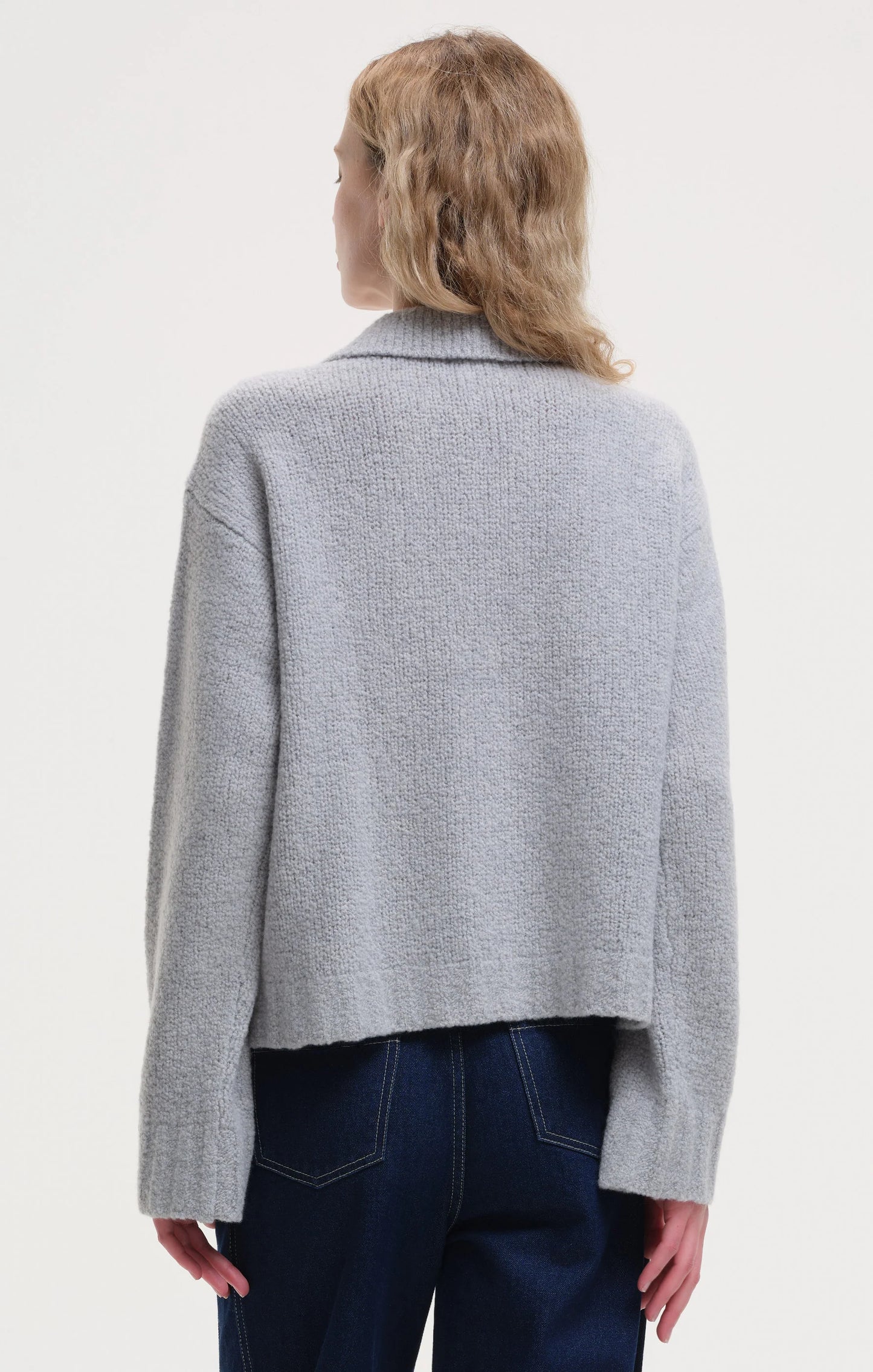 KloR Boxy Knit Cardigan Contrast Jacket