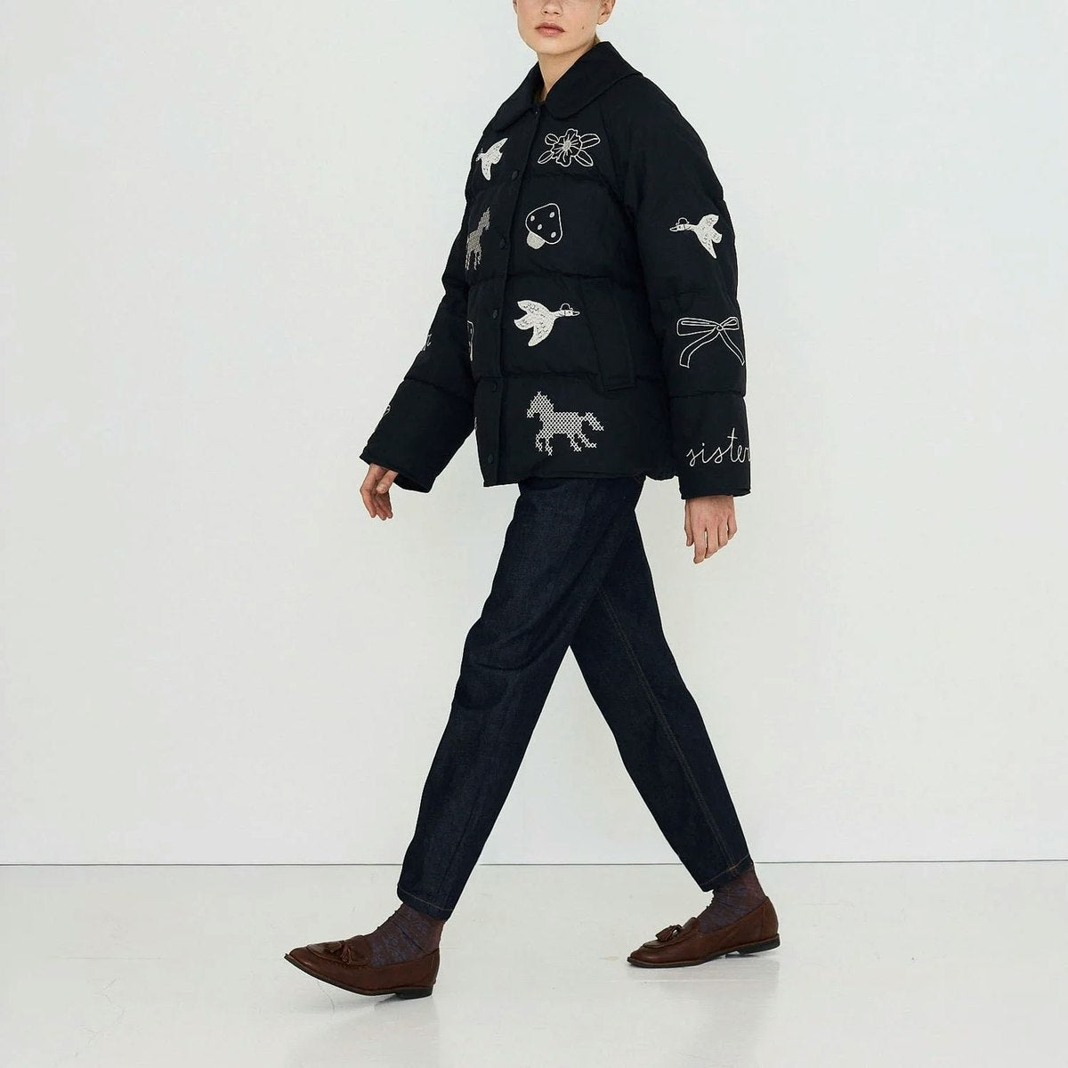 Embroidered Down Jacket