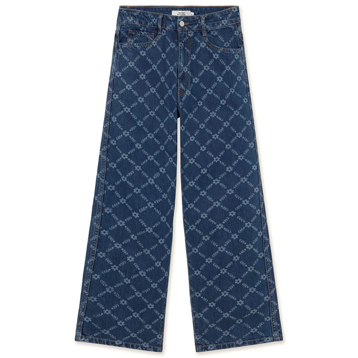 Flowers Grid Denim Trousers