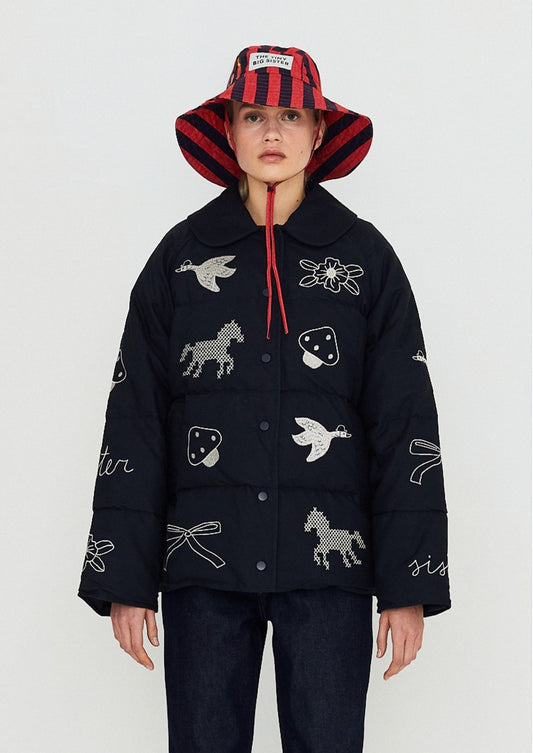 Embroidered Down Jacket