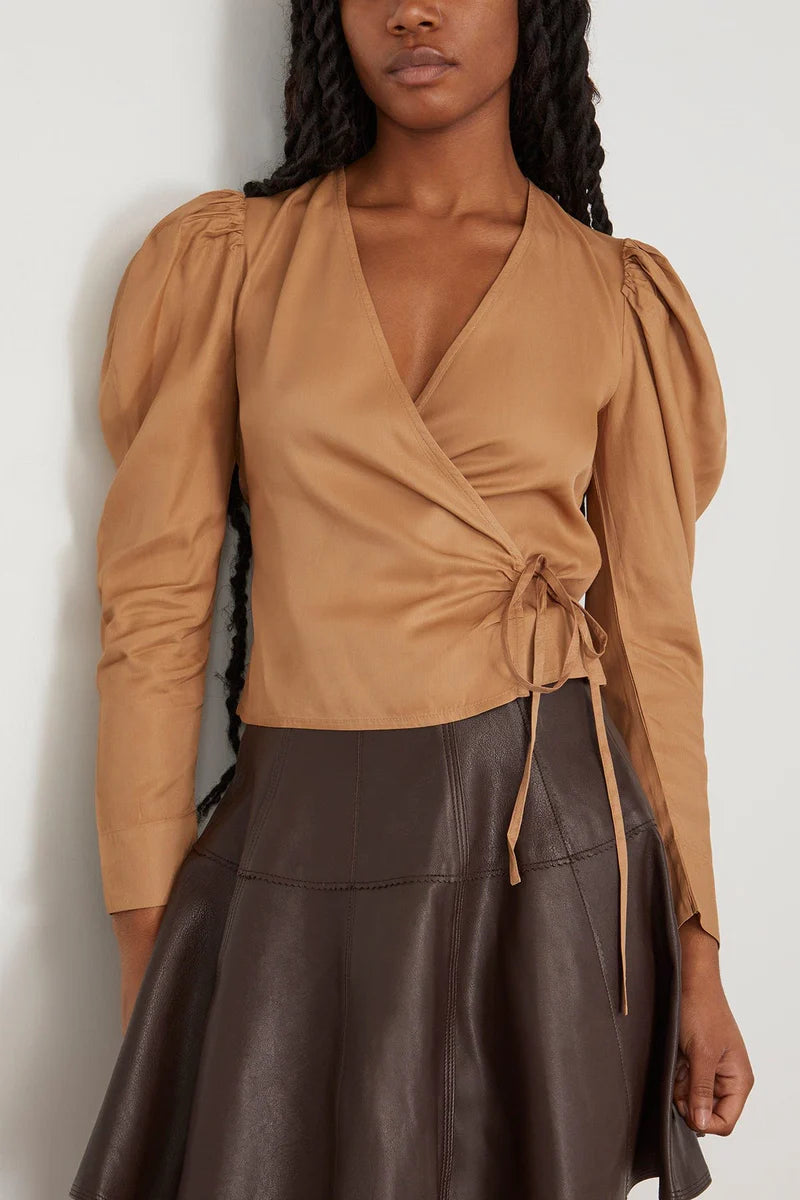 Viscose Twill Wrap Blouse