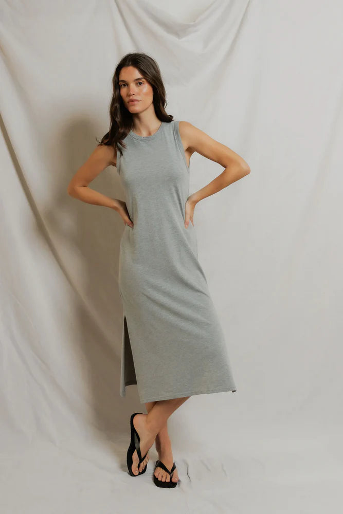 Lanell Supima Cotton Sleeveless Dress M / Heather Grey