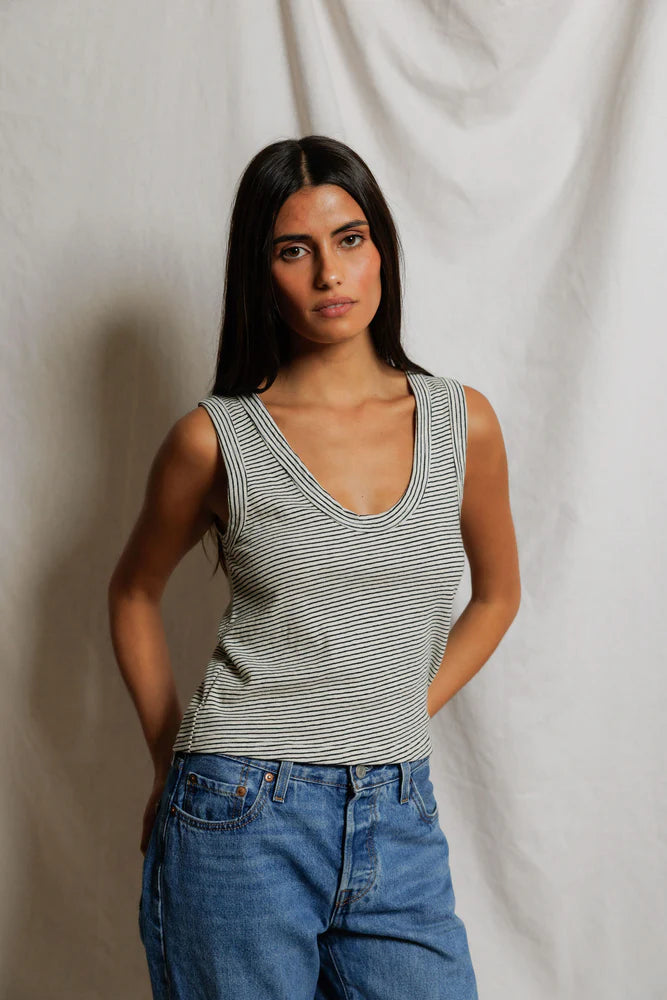 Vicky Stripe Hemp Milk Cotton Tank